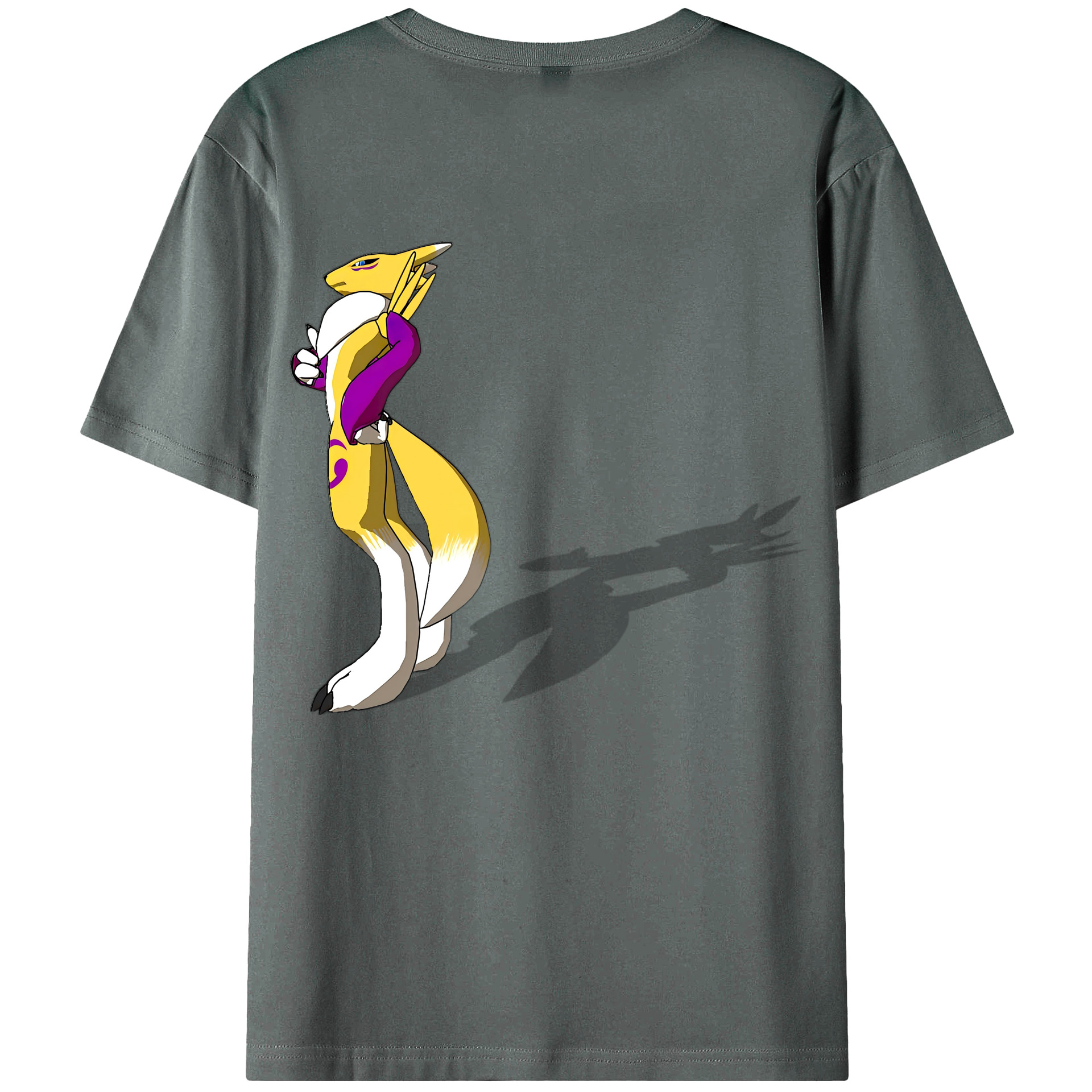 （画像用） Digimon デジタルモンスター/デジモン 綿100％ メンズ半袖Tシャツ（バックプリント） 通気性